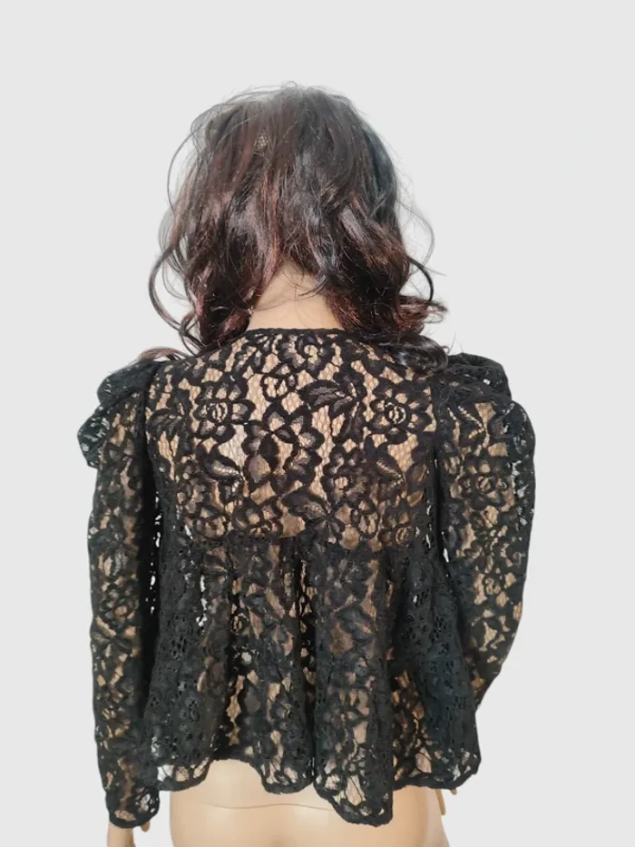 Blouse à manches longues Zara noire en dentelle - Taille XL - photo numéro 4