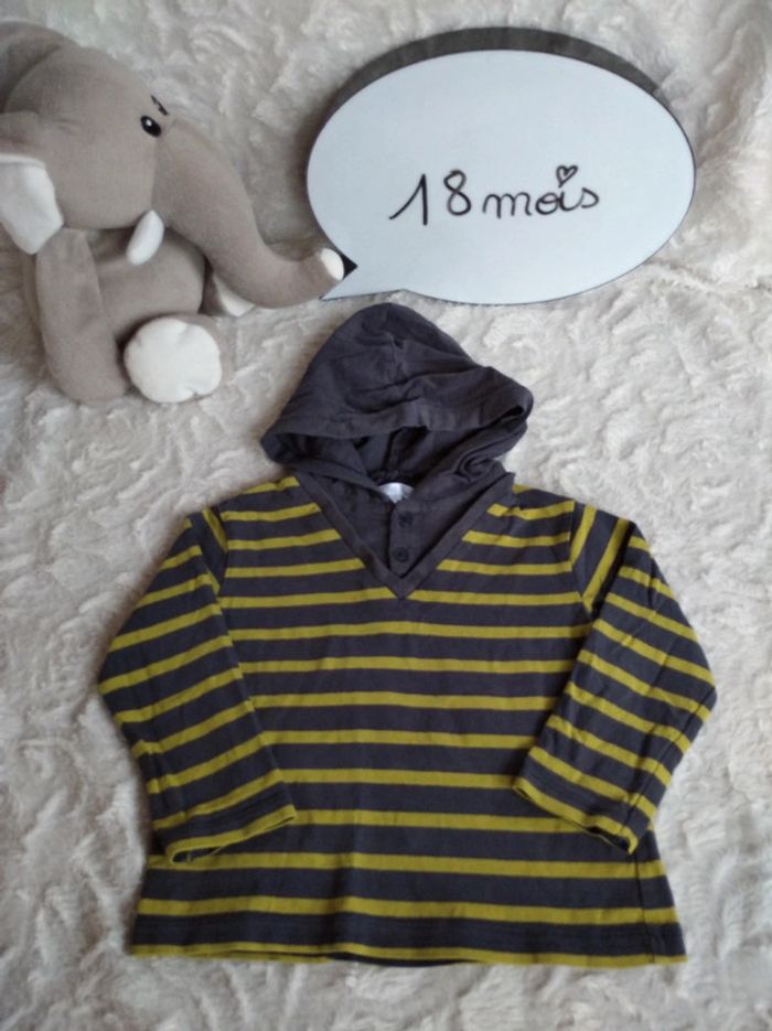 Polo sweat léger à capuche Garçon 18 mois Kitchoun 100% coton