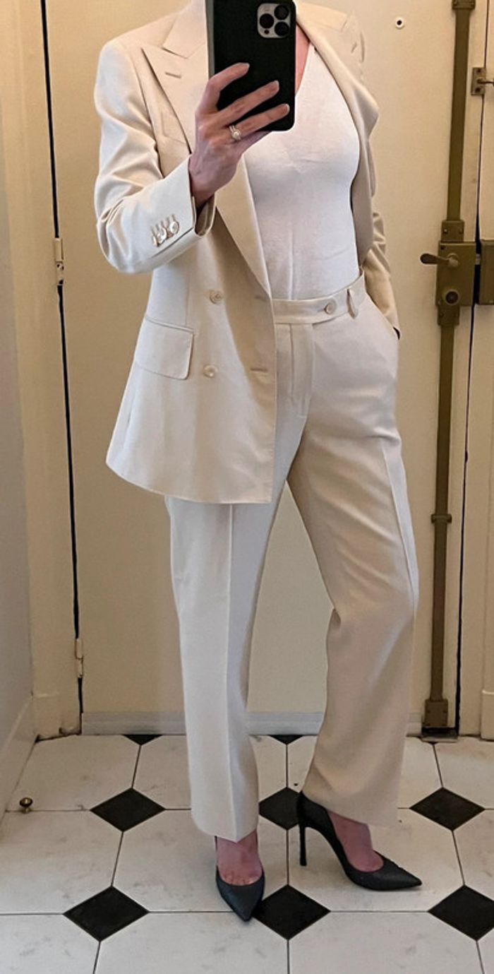 Tailleur pantalon crème en soie veste croisée 6 boutons - Suitsupply - photo numéro 3