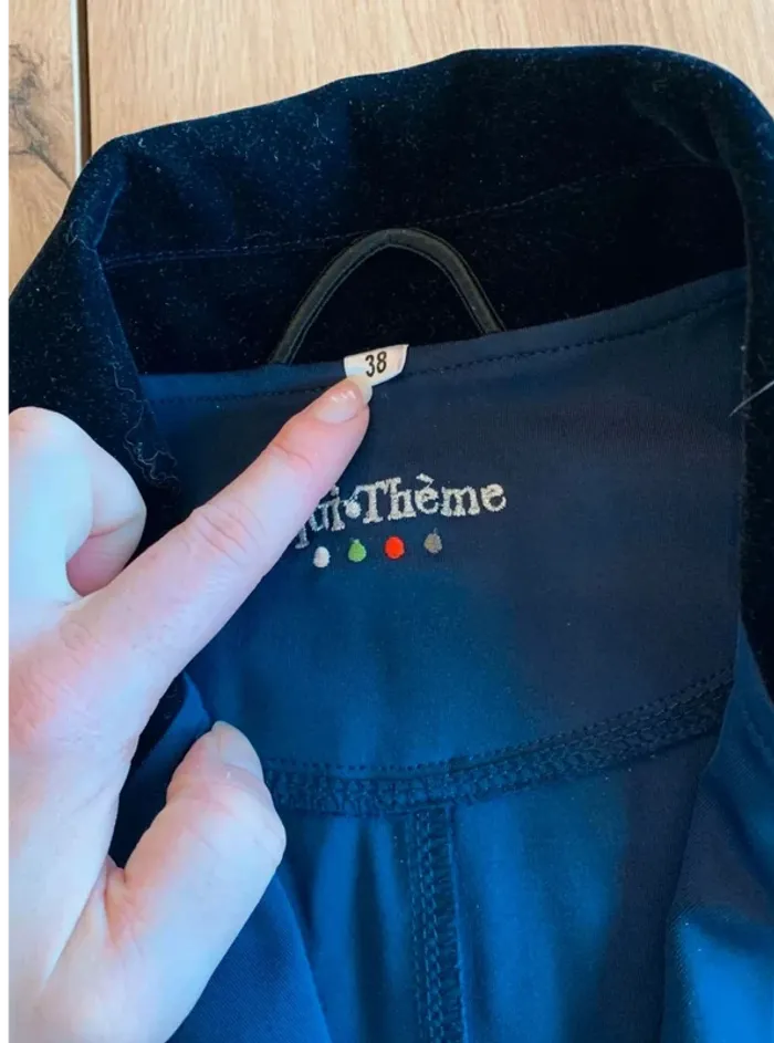 Veste  de  Concours d’Équitation  Equitheme  Soft  Bleu  Marine,  Taille  38 /  M,  Col  en Daim - photo numéro 3