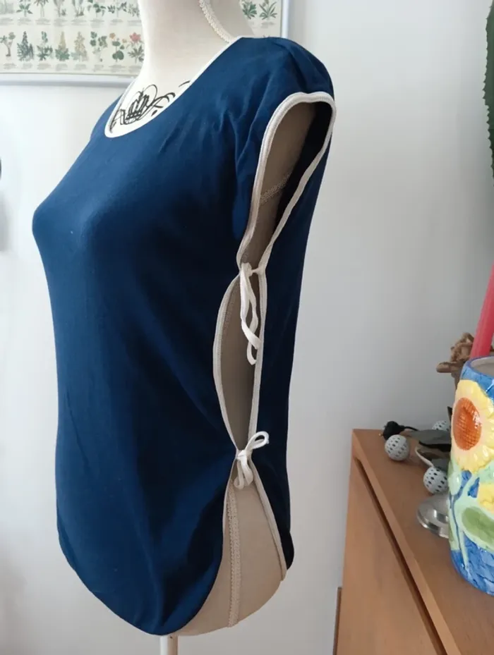 Rare T-shirt vintage coton à nouer sur le côté - photo numéro 5