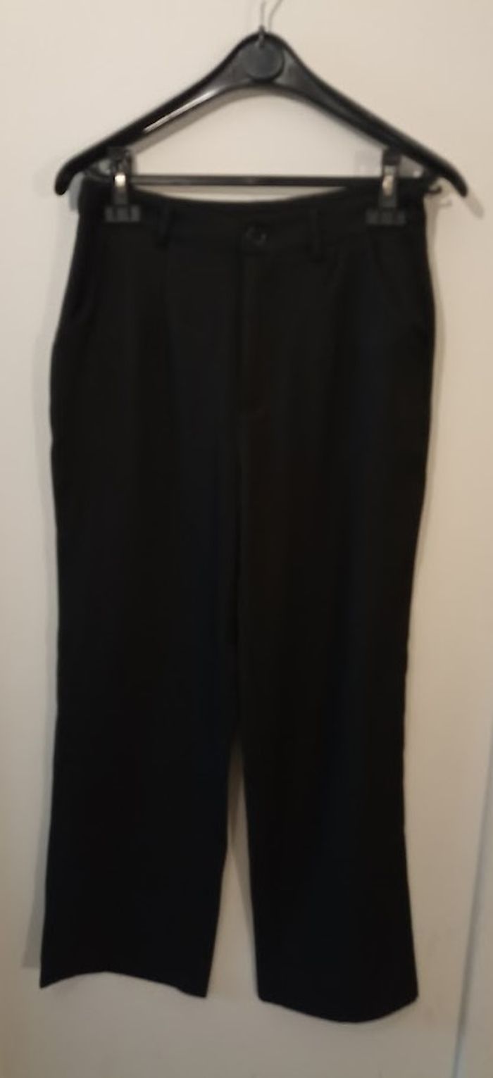 Pantalon Large Noir Évasé Taille Haute - photo numéro 2