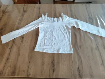 Blouse JNY Blanche, Taille M - Détails Dentelle Raffinés !