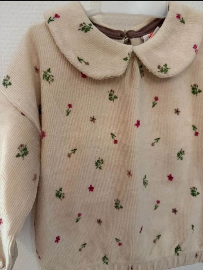 Pull fleuri velours hema - photo numéro 2