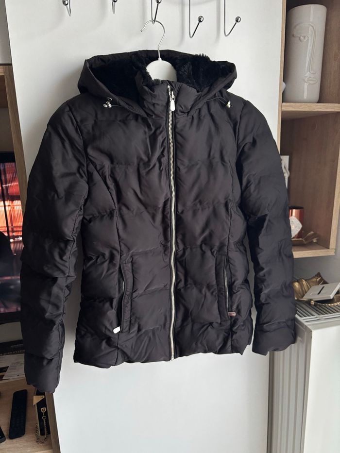 Doudoune courte rembourré Zara à capuche fourré noir taille S - photo numéro 6