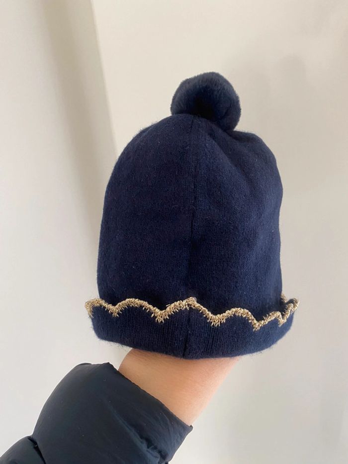 Bonnet bleu marine doré 12 mois - photo numéro 11