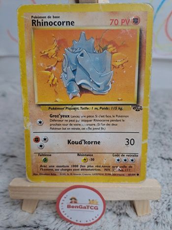 Carte pokemon Rhinocorne 61/64 set de base Jungle ed2 wizards Fr