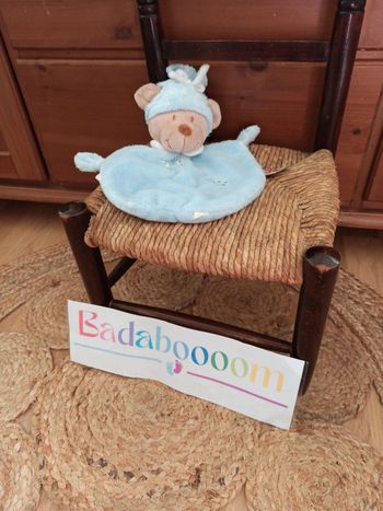 Doudou Nicotoy ours bleu coccinelle tbe