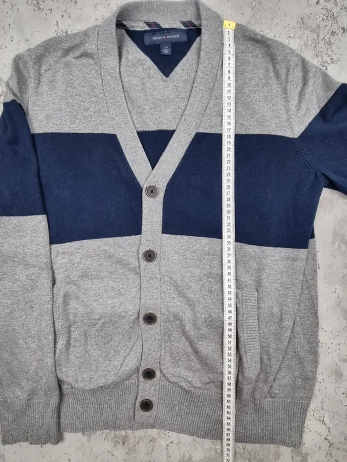 Gilet boutonné Tommy Hilfiger gris clair et bleu marine – Taille L Hommes (mesures en photos) - photo numéro 9