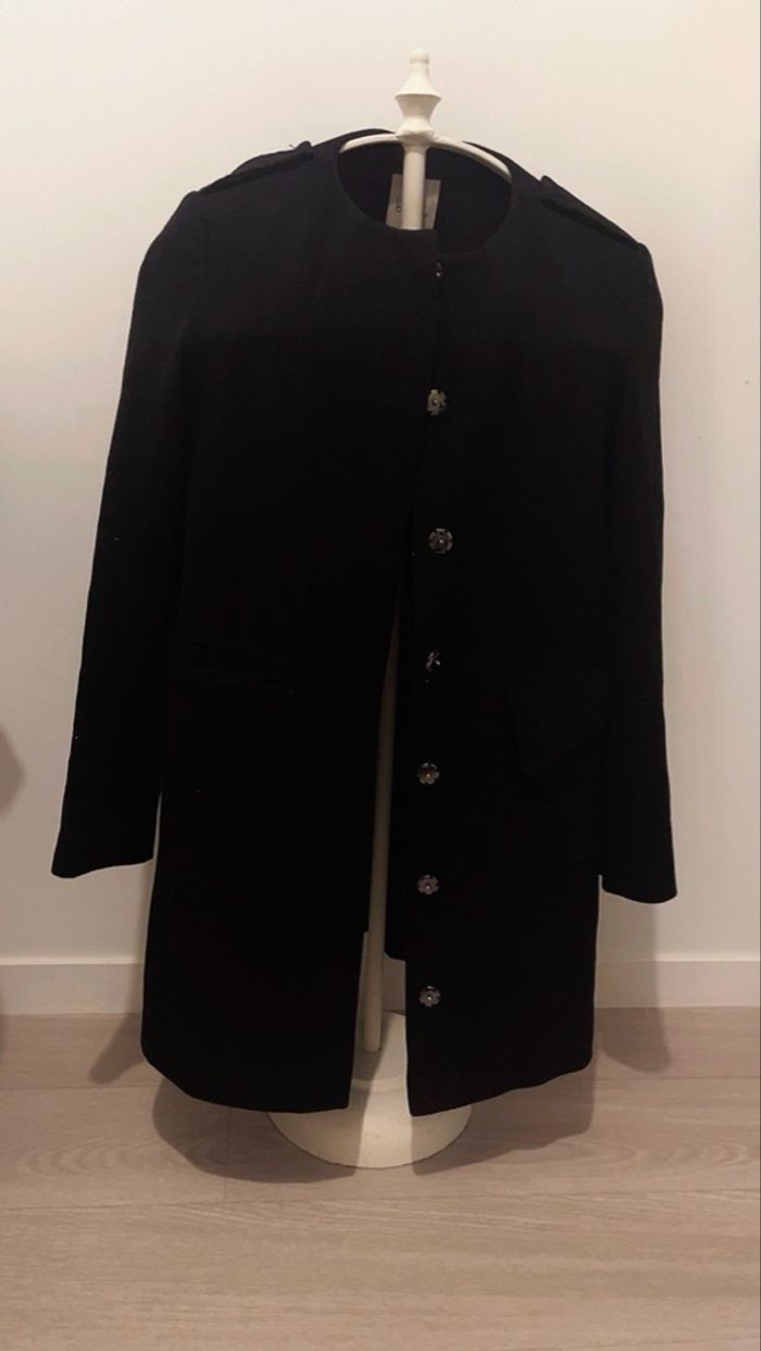 Manteau mi long noir en 75% laine taille 36 - photo numéro 6