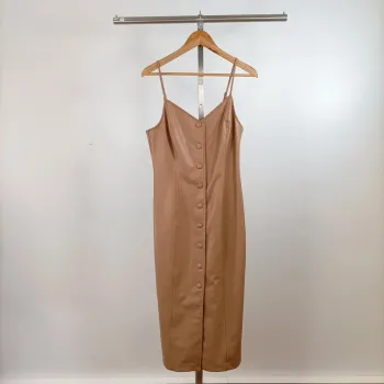 Robe nude satinée à bretelles fines, effet cuir, longueur midi, taille 40 - Pimkie A1308