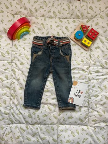 jean slim bleu avec ceinture 18 mois kidkanai taille réglable