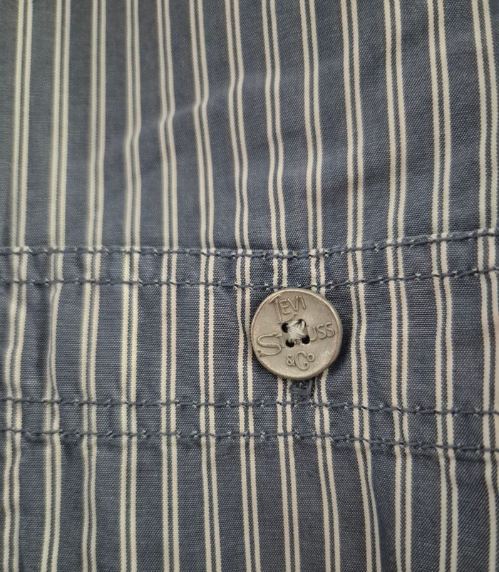 chemise levis homme taille S / 36 bleu à rayures blanches manches longues 100% coton Levi's - photo numéro 3