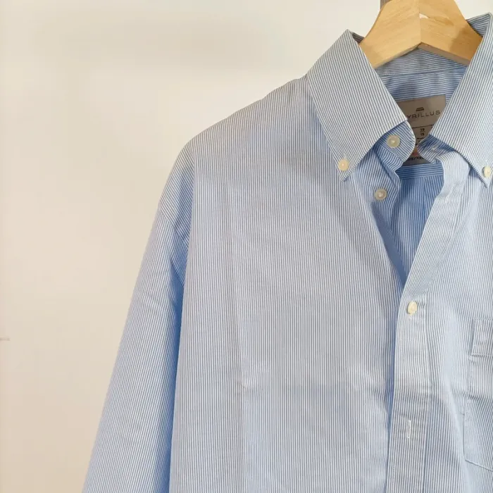 Chemise rayée bleu clair col boutonné coupe droite manches longues homme taille M A880 - photo numéro 3
