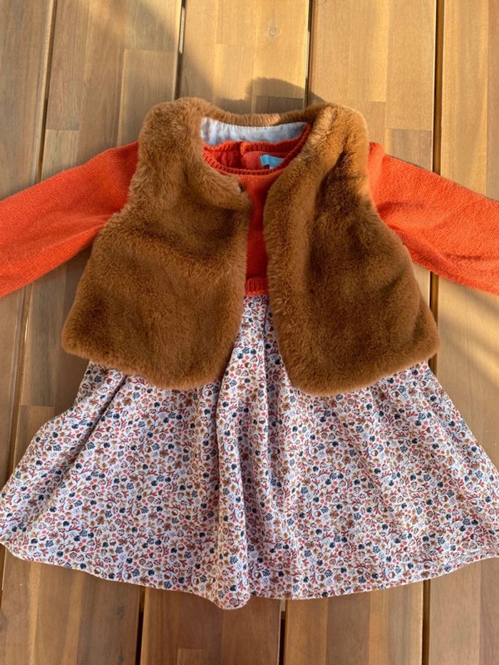 Ensemble robe et veste fourrure obaibi 18 mois