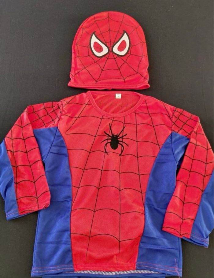 Deguisement spiderman bleu et rouge + cagoule Taille 3-6ans
