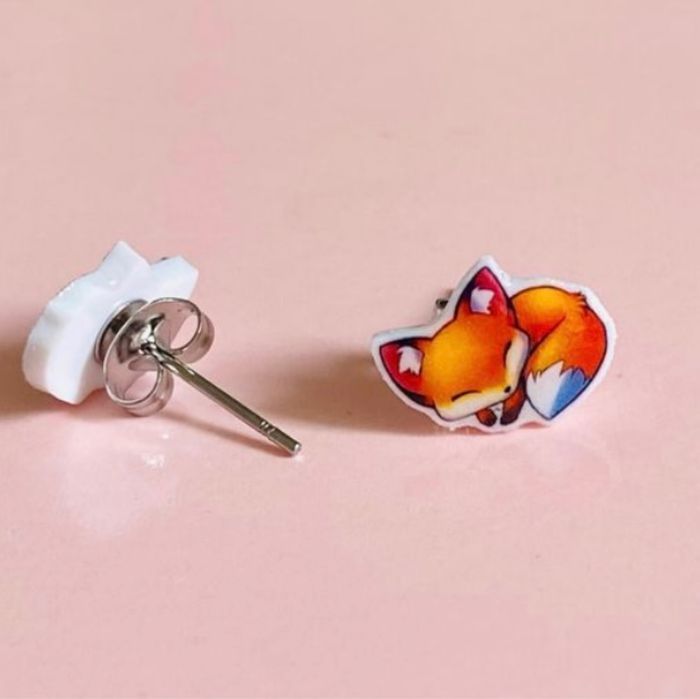 Boucles d’oreilles Fait Main Kitsune Renard Kawaii - photo numéro 2