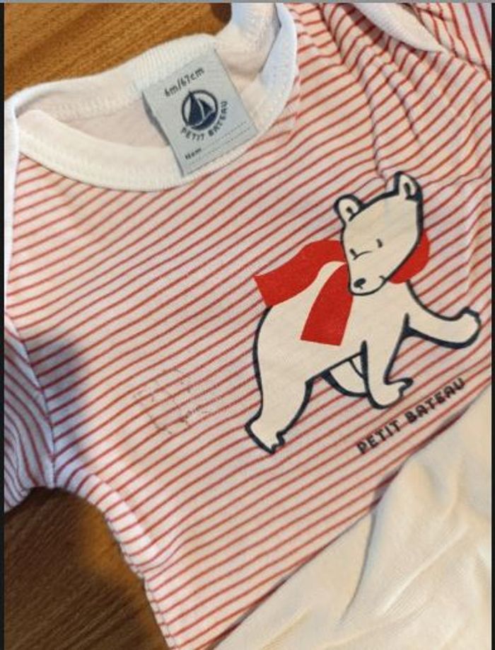 lot 3 bodies petit bateau 6 mois - photo numéro 2