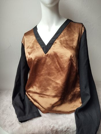 Blouse manches longues cuivrée noir et blanches