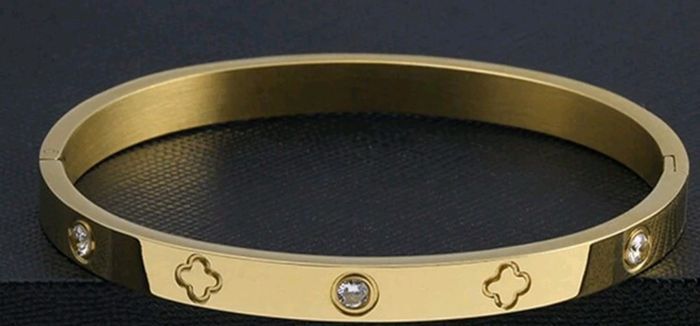 Bracelet jonc trèfle et strass acier inoxydable tendance - photo numéro 3