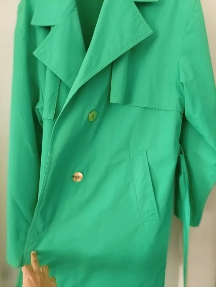 Veste trench verte vintage boutons dorés - photo numéro 4