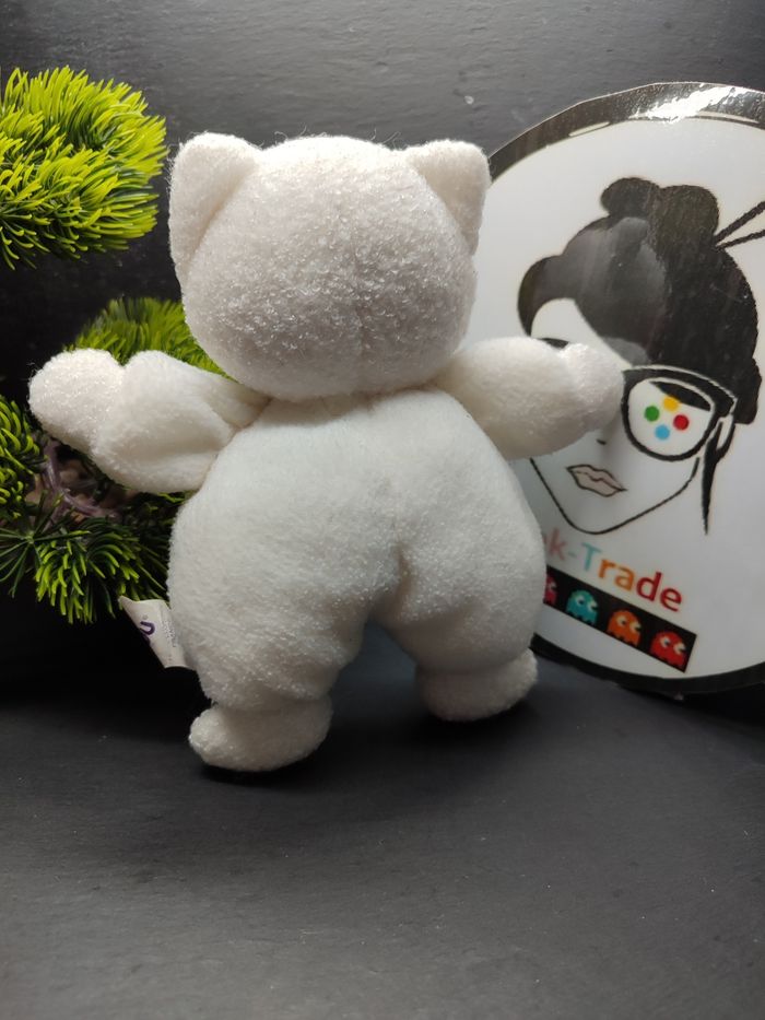 Peluche chat blanc Luminou papillon phosphorescent gris rose grelot Jemini - photo numéro 2