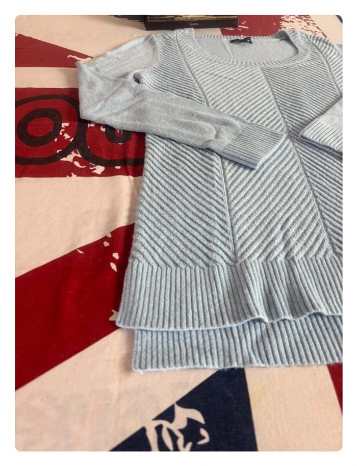 Pull Torsadé col bateau bleu clair Tommy Hilfiger taille M - photo numéro 7
