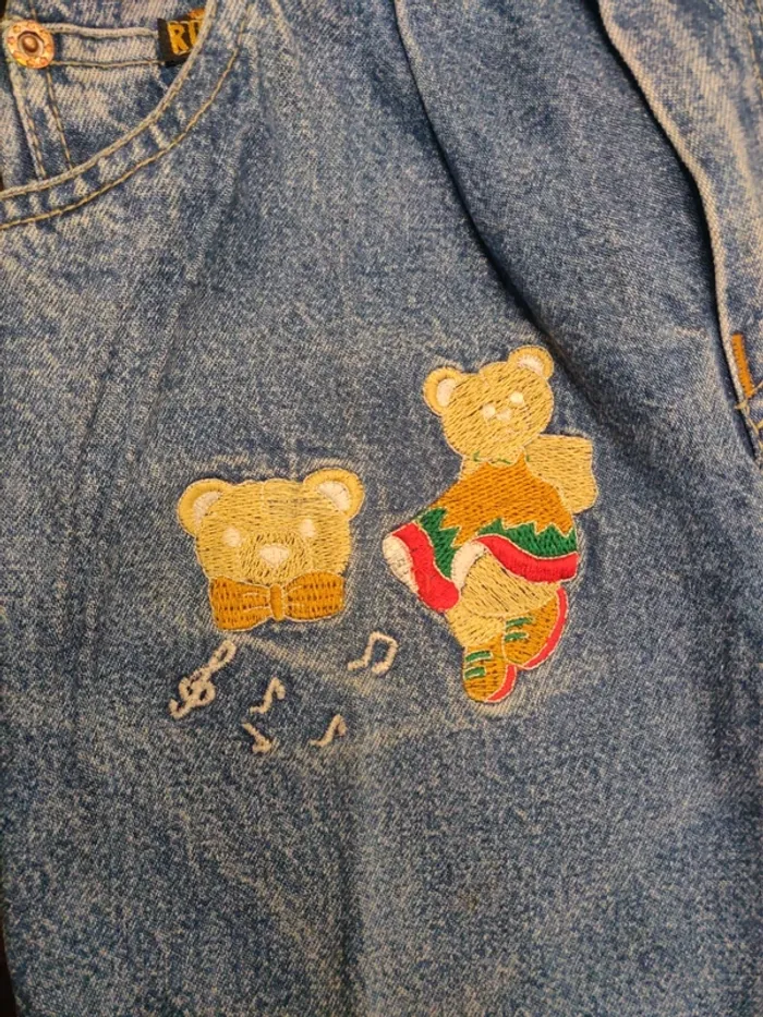 Jean 6 ans vintage 1990 broderies nounours - photo numéro 2