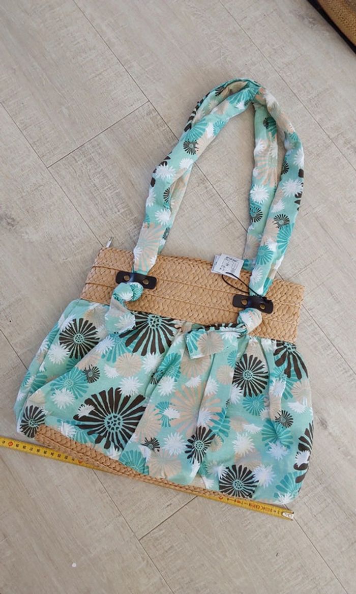 Sac bohème paille turquois Neuf avec Étiquette - photo numéro 12