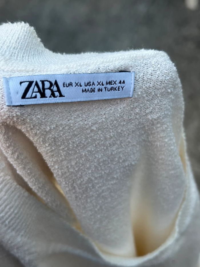 T-shirt Zara blanc style éponge - Taille XL - photo numéro 8