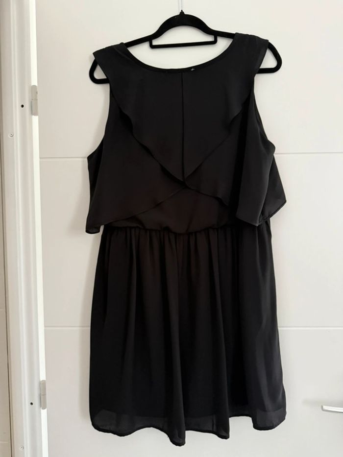 Robe tunique noir neuf Kleid dress Vestido Vestito jurk jumpsuit femme volant mujer donna élastique - photo numéro 2
