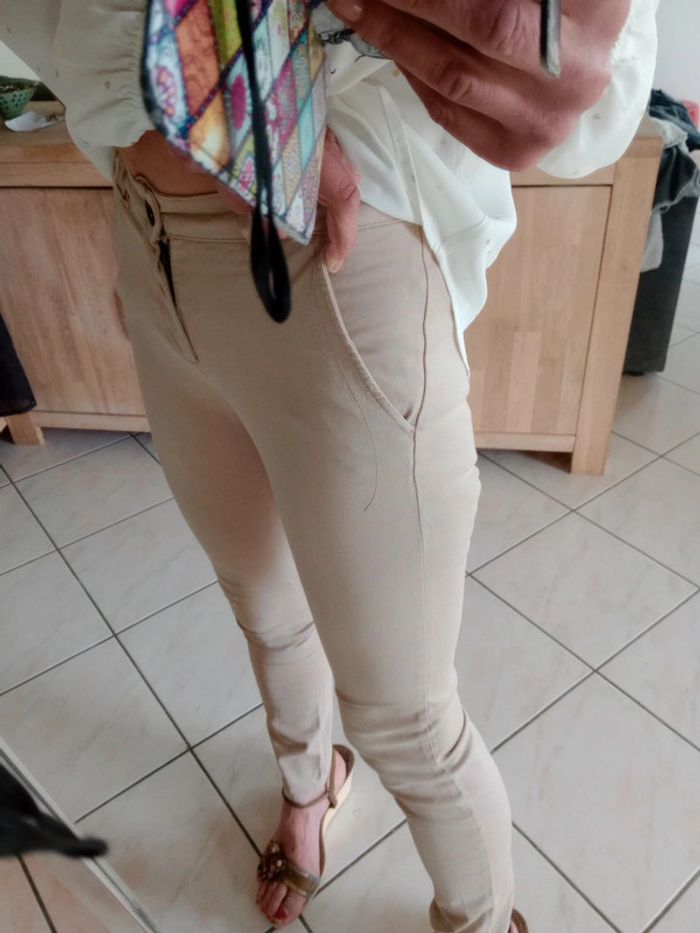 Pantalon femme 34 beige c78 - photo numéro 6