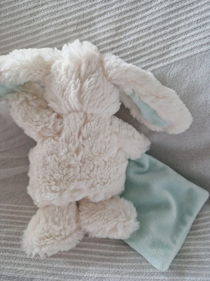 Peluche Lapin bleu avec mouchoir Babynat - photo numéro 4