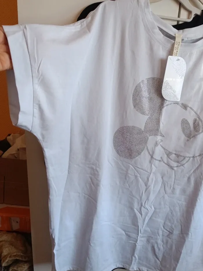 Tee shirt grande taille, tête Mickey argentée - photo numéro 6