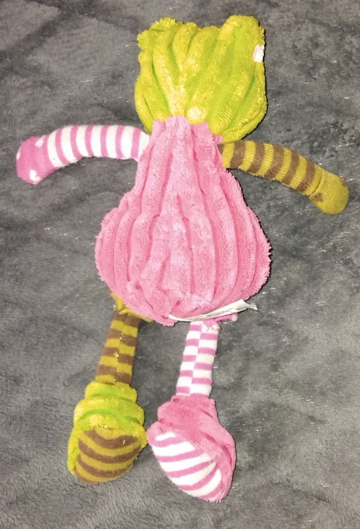 Doudou peluche grenouille verte - barboteuse rose - Histoire d ours - photo numéro 2