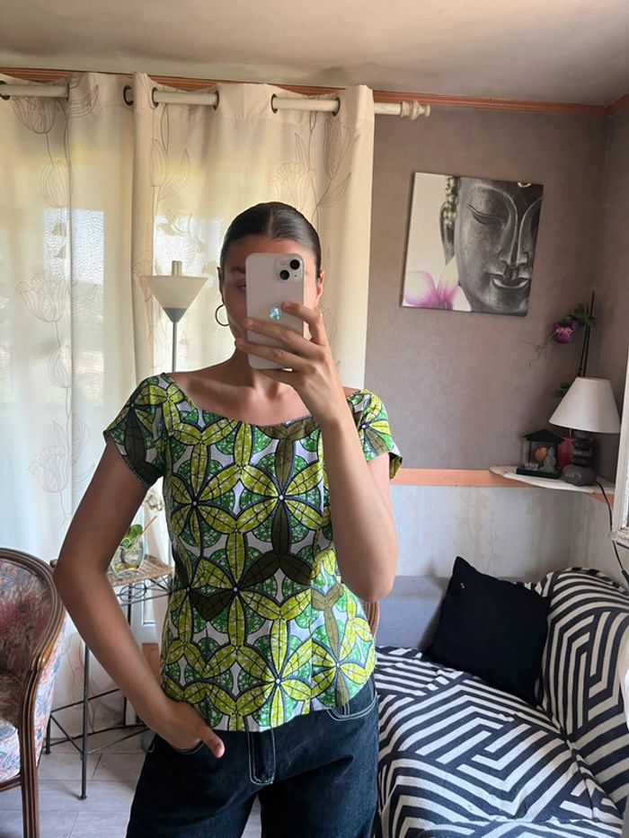 Haut africain coloré vintage y2k 2000yer bohème champêtre country western - photo numéro 2