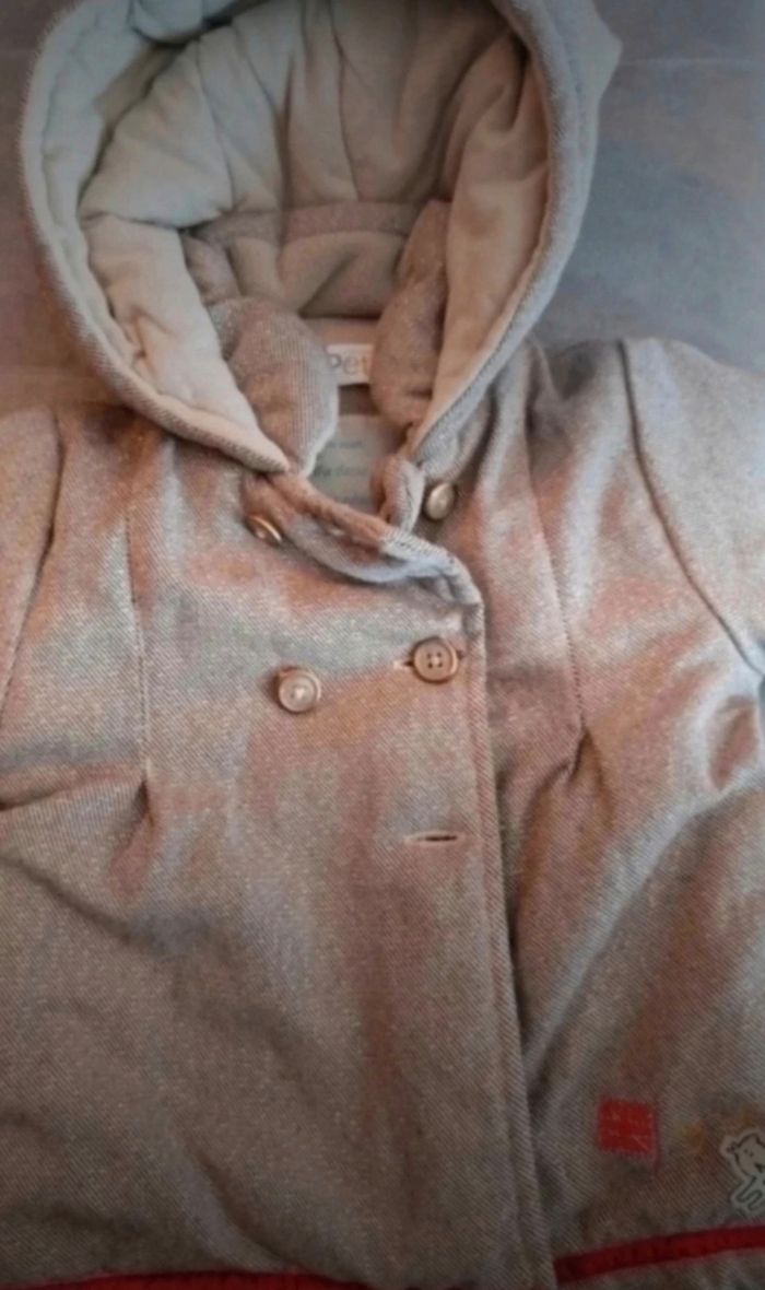 Veste fille intérieur polaire avec capuche 12 mois - photo numéro 2