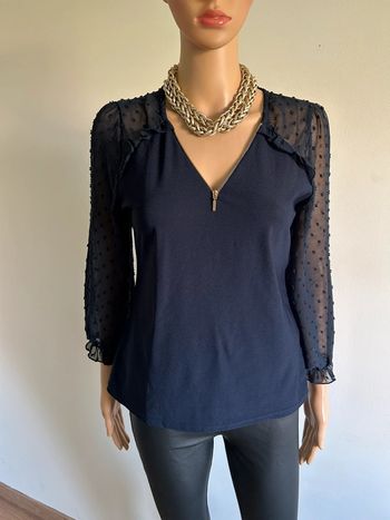 Blouse bleue marine avec manches transparentes LolaLiza taille XS TBE