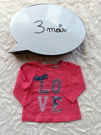 Tee shirt chemise manches longues Fille 3 mois Love Tao