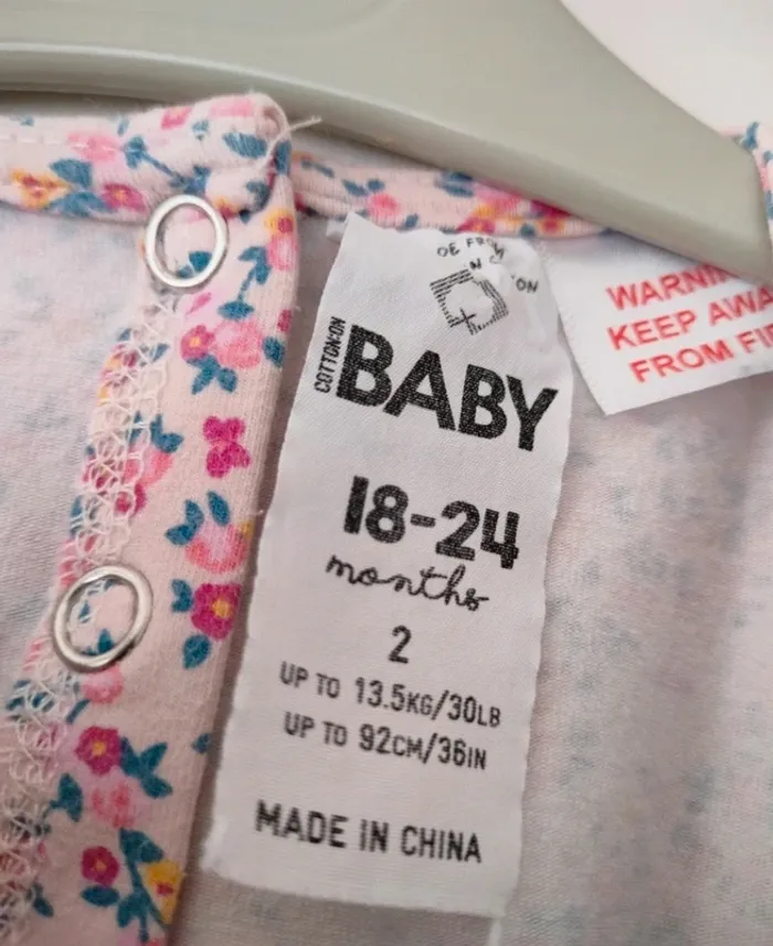 (a) robe rose fleurie CottonBaby 18/24m - photo numéro 2