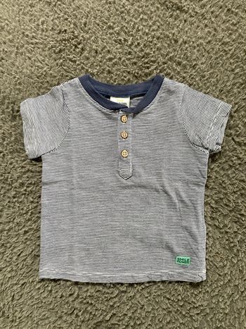 Teeshirt MC bleu marine et blanc 9 mois