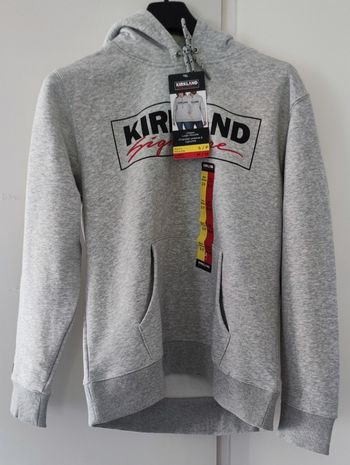 Sweat à capuche gris Kirkland S/M neuf avec étiquette mixte