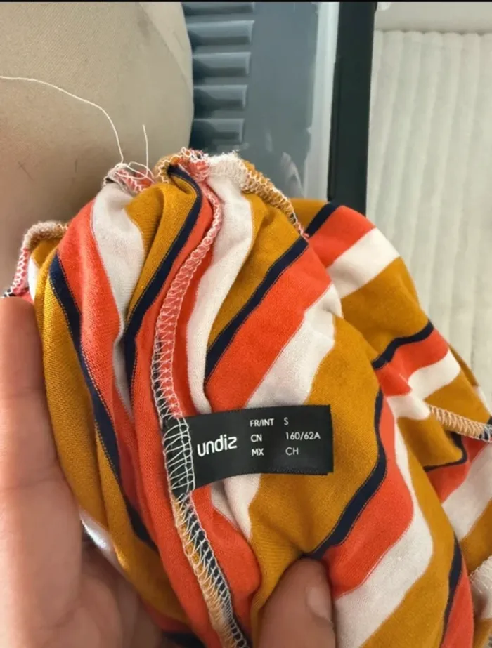 Combinaison Rayée Jaune Moutarde, Orange & Blanche, Découpes Taille - Undiz - Taille S - photo numéro 7