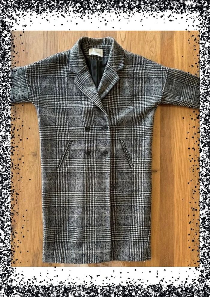 Manteau long gris à carreaux Promod - Taille 38