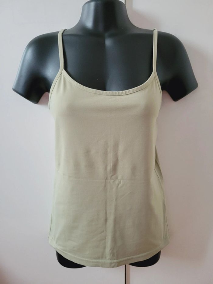 Tee shirt top débardeur vert anis fluide taille L 40 Yessica - photo numéro 2