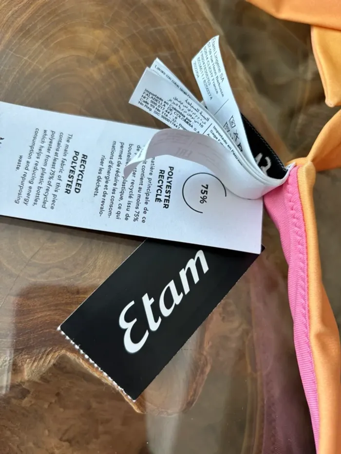 Haut de maillot de bain Etam dégradé orange rose - photo numéro 5