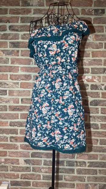 Robe verte à fleurs une épaule pimkie taille S/36