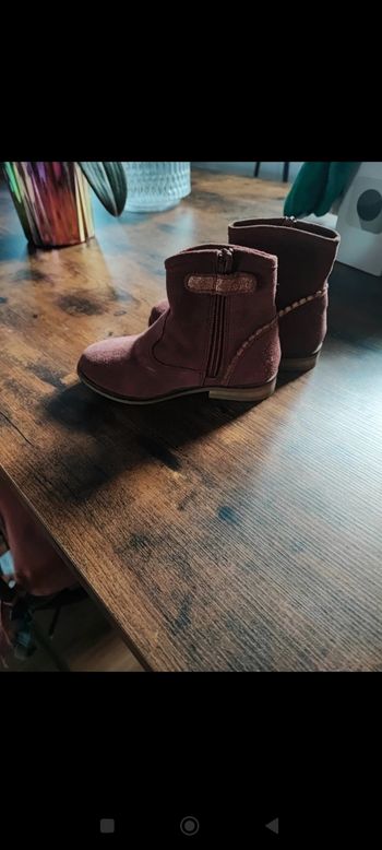 Bottines en cuir rose