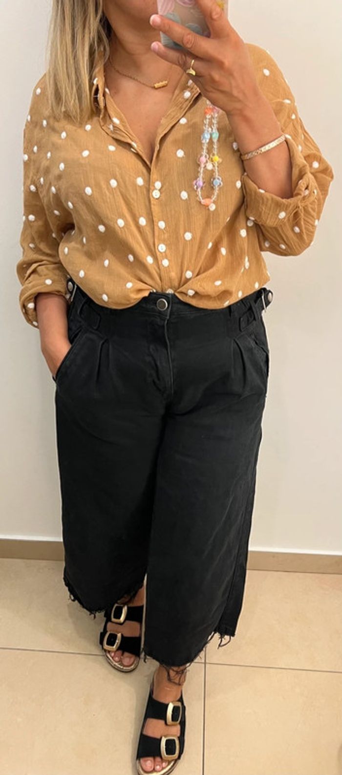 🟡 Chemise ample moutarde à pois Stradivarius – Taille M - photo numéro 6