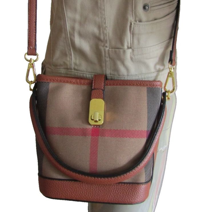 sac a porter en bandoulière ou main toile  tartan + cuir synthétique - photo numéro 5